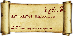 Árpási Hippolita névjegykártya